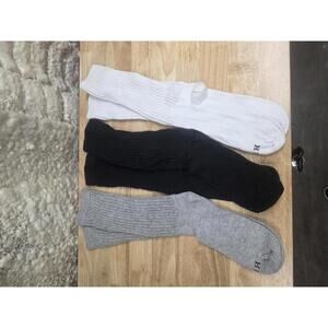 HUE Women's Slouch Socks 3 Pair Pack, White/ Charcoal Heather/Black, One Size